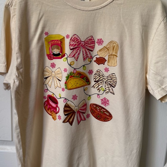 Mexican Christmas T-shirt pan dolce tamales abuelita hot chocolate - Picture 3 of 3